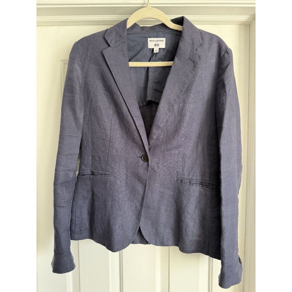 UNIQLO x Ines de la Fressange Linen Blazer Size M Blue Gray